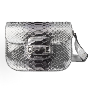 GUCCI Horsebit 1955 Aura Silver Hardware Adjustable Strap Shoulder Bag Mini Women's