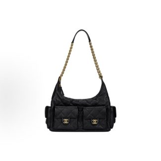 CHANEL 25C Shoulder Bag Oversized Black