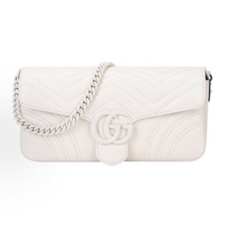 GUCCI GG Marmont Double G logo detachable shoulder strap quilted crossbody shoulder bag women's white