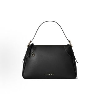 GUCCI GGC Emblem Shoulder Bag with Adjustable Straps and Zip Closure