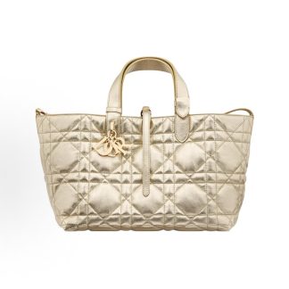 DIOR Toujours Metal Pendant Adjustable Strap Indigenous Bag One Shoulder Tote Medium Women's Gold