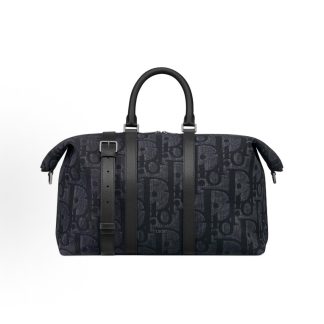 DIOR Weekender 50 Detachable Adjustable Shoulder Strap Zipper Closure One Shoulder Crossbody Tote Travel Bag Men's Black