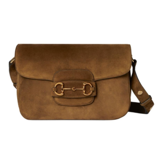 GUCCI Horsebit 1955 Finish Double Loop & Rod Hardware Shoulder Bag Small Women's Brown