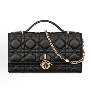 DIOR Lady Dior Detachable Jewelry Chain Flap Closure One Shoulder Crossbody Clutch Regular Women's Black