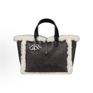 Dior Toujours Dioralps Macrocannage stitched metal charm One shoulder tote Medium Women's anthracite grey