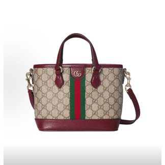 GUCCI Ophidia Tote Bag One Shoulder Crossbody Tote Small Women's Burgundy Patched Beige Brown