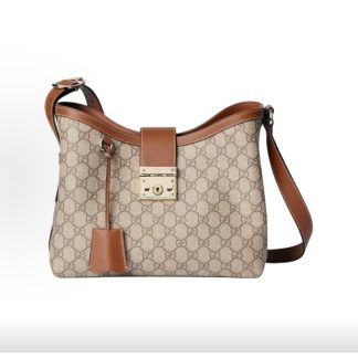 GUCCI Gucci Padlock Shoulder Bag Medium Women's Beige with Dark Brown