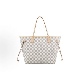 LOUIS VUITTON NEVERFULL MM Checkerboard Pink Lining Tote Bag Tote Bag Shopping Bag Mother Bag Handbag Shoulder Bag Medium White