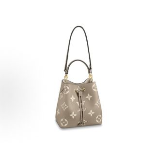 LOUIS VUITTON N?ONO? Embossed Grain Medium Elephant Grey Creamy White