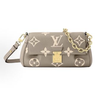 LOUIS VUITTON Favorite Embossed Soft Grain Classic Multifunctional Elegant Commuter Dumplings Shoulder Bag Chain Bag Underarm Bag Clutch Elephant Grey