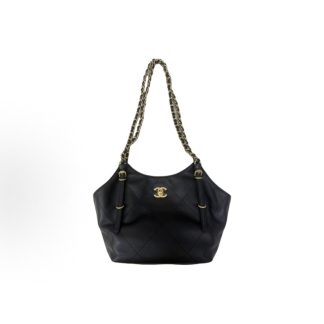 CHANEL 26C Gold Label Double C Logo Diamond Quilted Leather Chain Calf Leather Tote Bag Tote Bag Shopping Bag Shoulder Bag Small Women's Black
