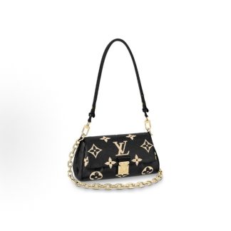 LOUIS VUITTON Favorite Oversized Presbyopia Embossed Dumpling Bag Tote Shoulder Bag Black Off-White