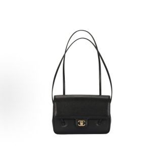 CHANEL 26P Distressed Double C Logo Double Shoulder Strap Design Granulated Glossy Calfskin Patched Gold Metal Flap Bag Shoulder Bag Small Women's Style