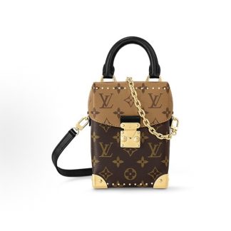 LOUIS VUITTON CAMERA BOX Presbyopia Full Print Lock Closure Chain Box Bag Mobile Phone Bag Shoulder Crossbody Bag Brown