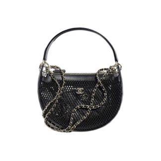 CHANEL 25S Classic Logo Shoulder Crossbody Tote Women's Noir Black