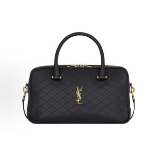 SAINT LAURENT CASSANDRE Zip Closure Lambskin Crossbody Shoulder Bag Women's Black