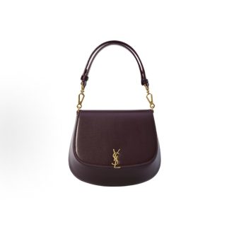 SAINT LAURENT YSL Nolan Gold Metal Lettering Logo Magnetic closure Calf Leather Shoulder Bag Women's
