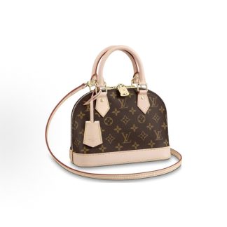 LOUIS VUITTON Alma BB Classic Presbyopia Full Print Detachable Strap Shell Bag One Shoulder Crossbody Tote Small Tan Size