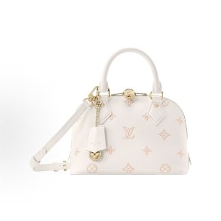 LOUIS VUITTON Alma BB two-tone design brand presbycrius printed one-shoulder crossbody handbag small milky white with peach color